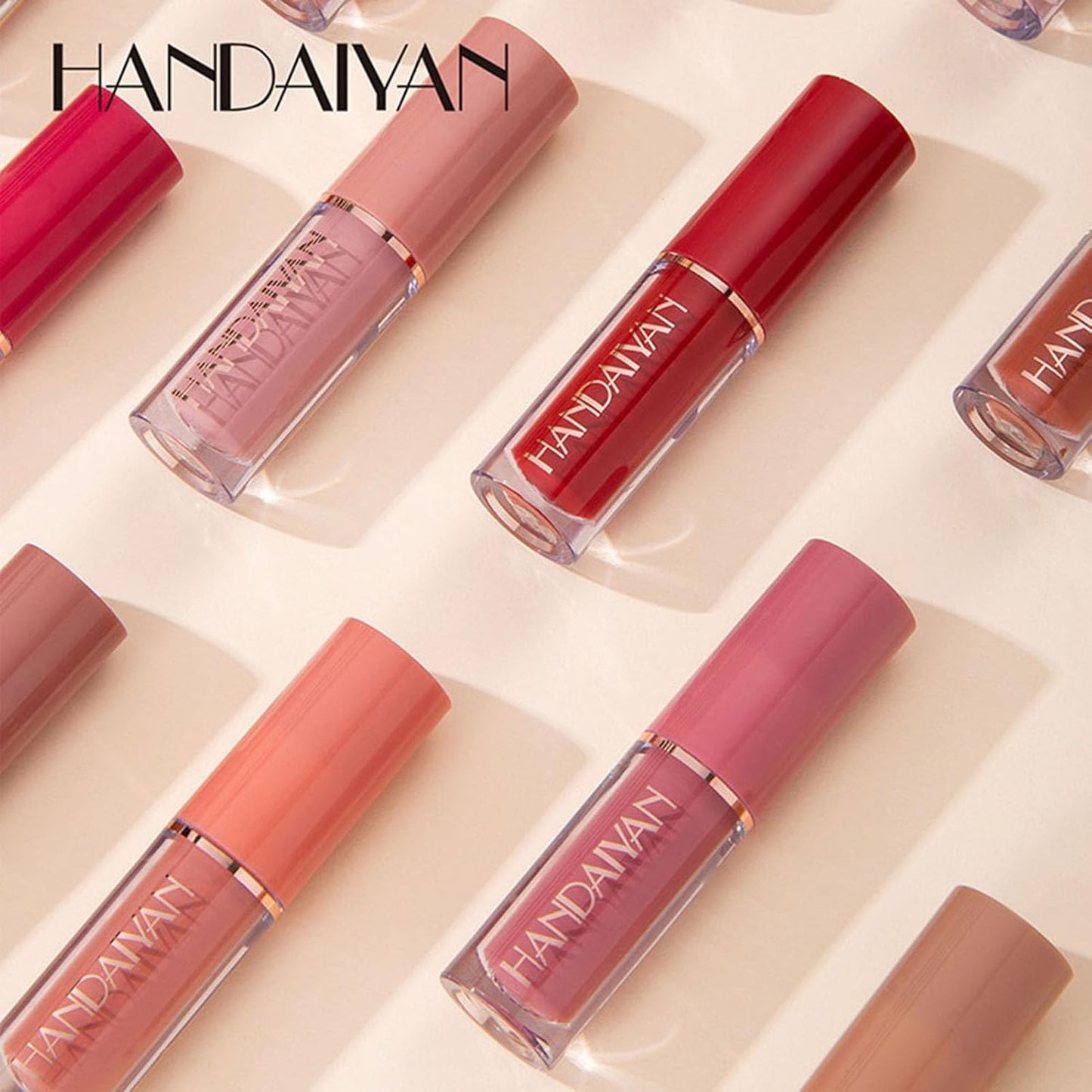 HANDAIYAN Lipstick Set Matte Liquid 12 Colors Long Lasting Waterproof for Women Highly Pigment Velvety Nude Super Stay Soft Hydrating & Lightweight Professional Moisturizing Makeup Lips Gift