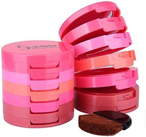 Music Flower 5 color Face Blusher Powder with Brush