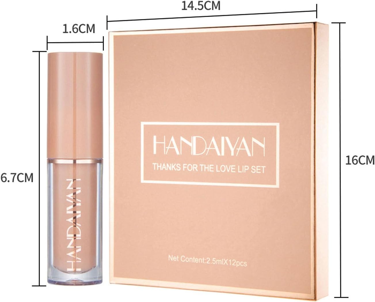 HANDAIYAN Lipstick Set Matte Liquid 12 Colors Long Lasting Waterproof for Women Highly Pigment Velvety Nude Super Stay Soft Hydrating & Lightweight Professional Moisturizing Makeup Lips Gift