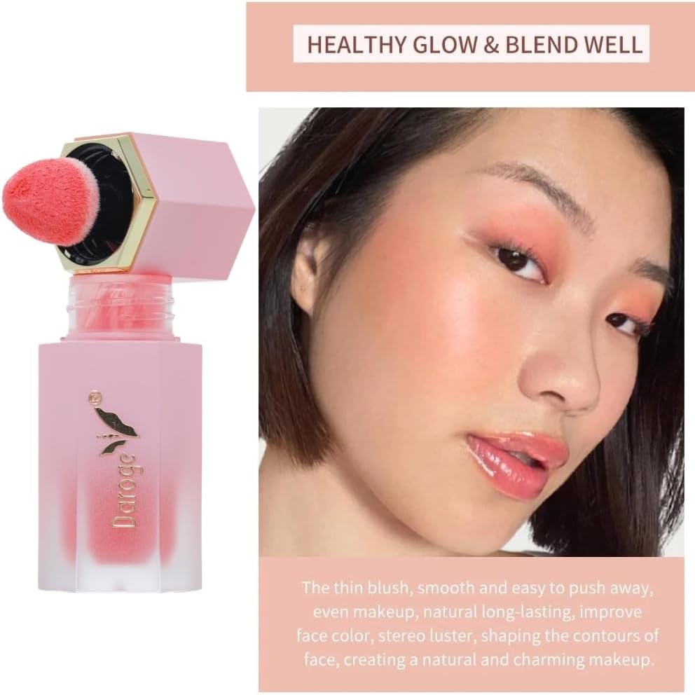 Daroge Make Up Liquid Blusher - Color Bloom Liquid Blush Matte Finish -Long Time Wearing With Waterproof Formula Gel-Cream Blush On with Sponge Tip Applicator (Cranberry) 59.0 Grams
